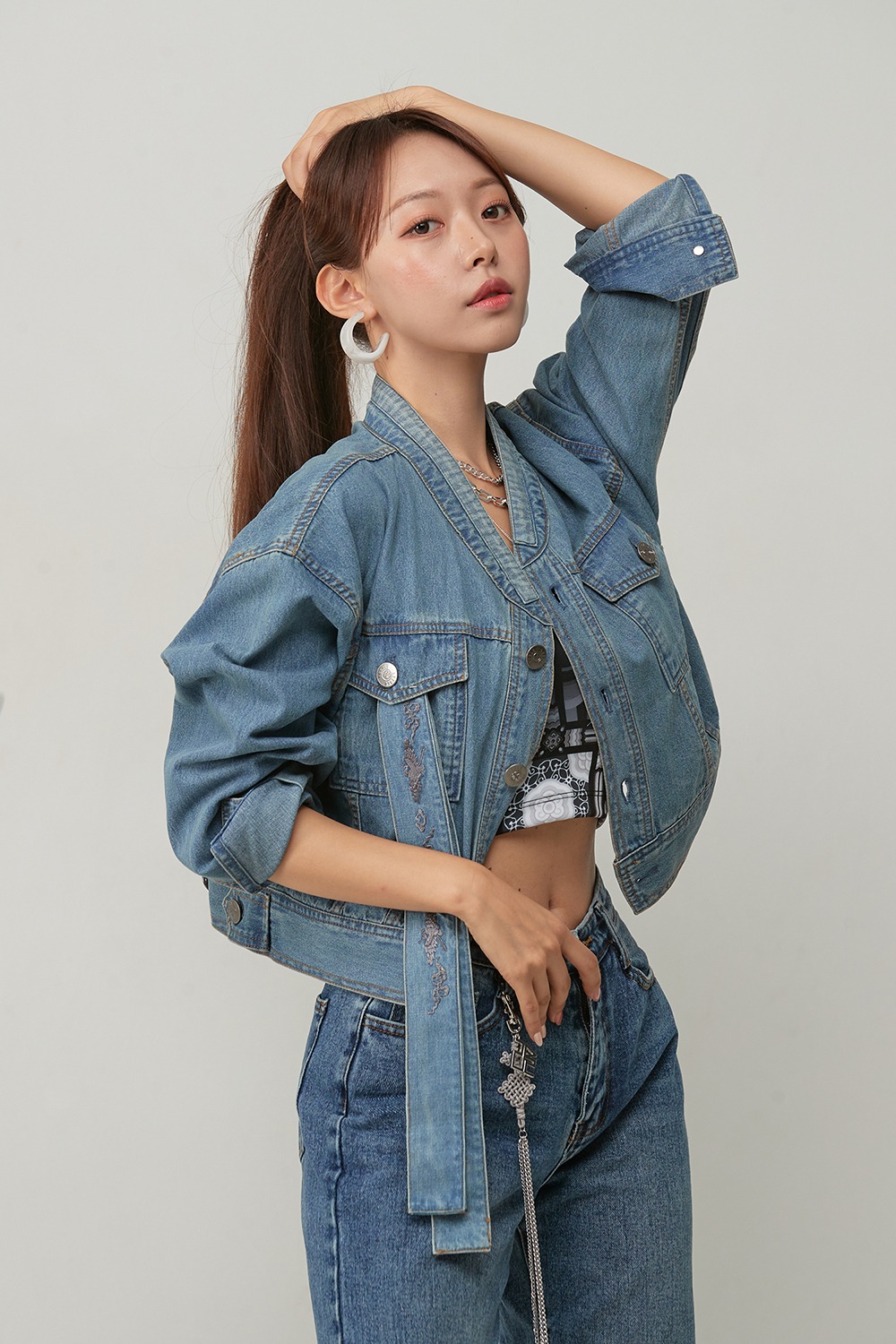 Un Hak Hanbok Jean Jacket [Crop-Blue]