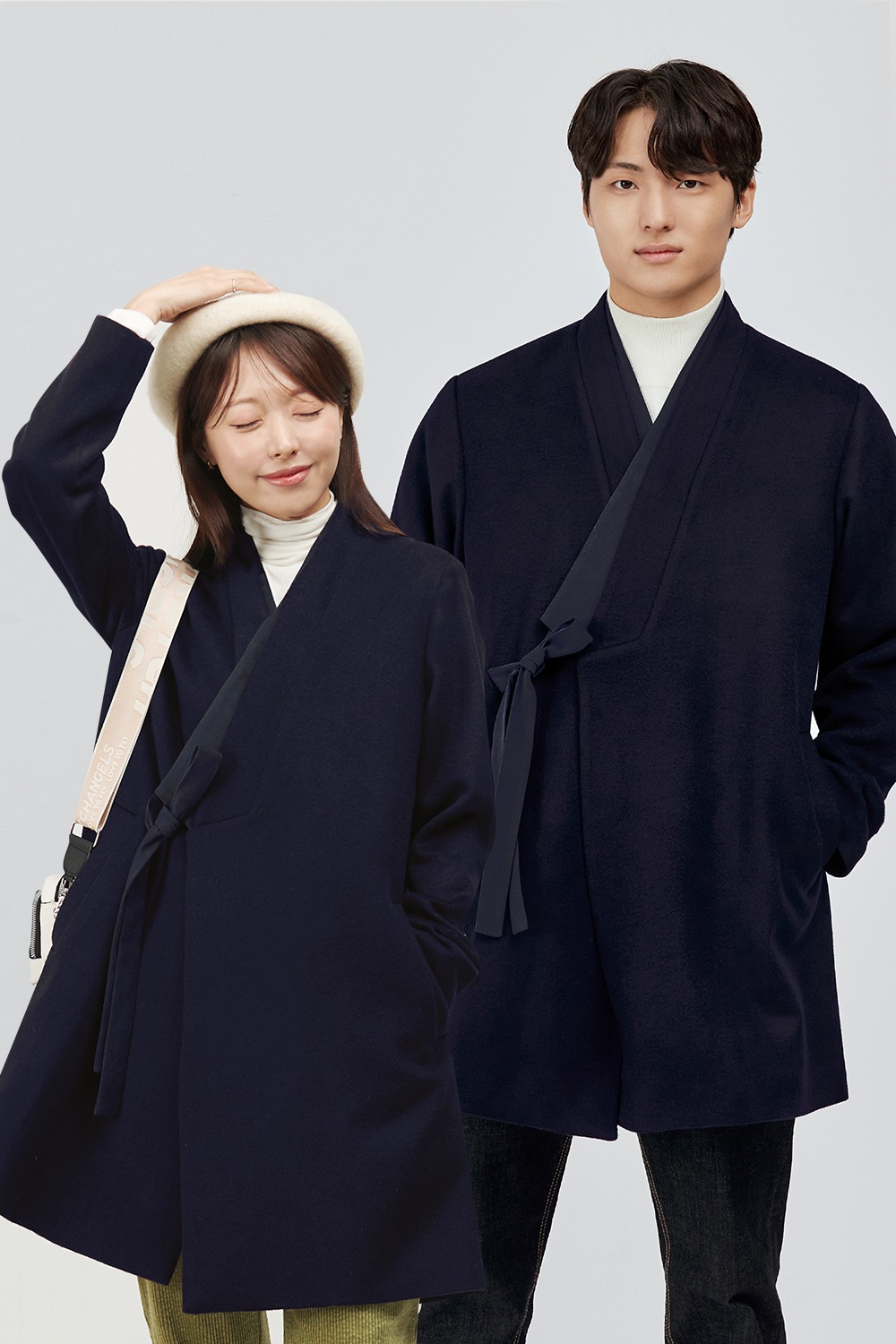 Lambswool Pentagon Git Durumagi Coat [Navy]