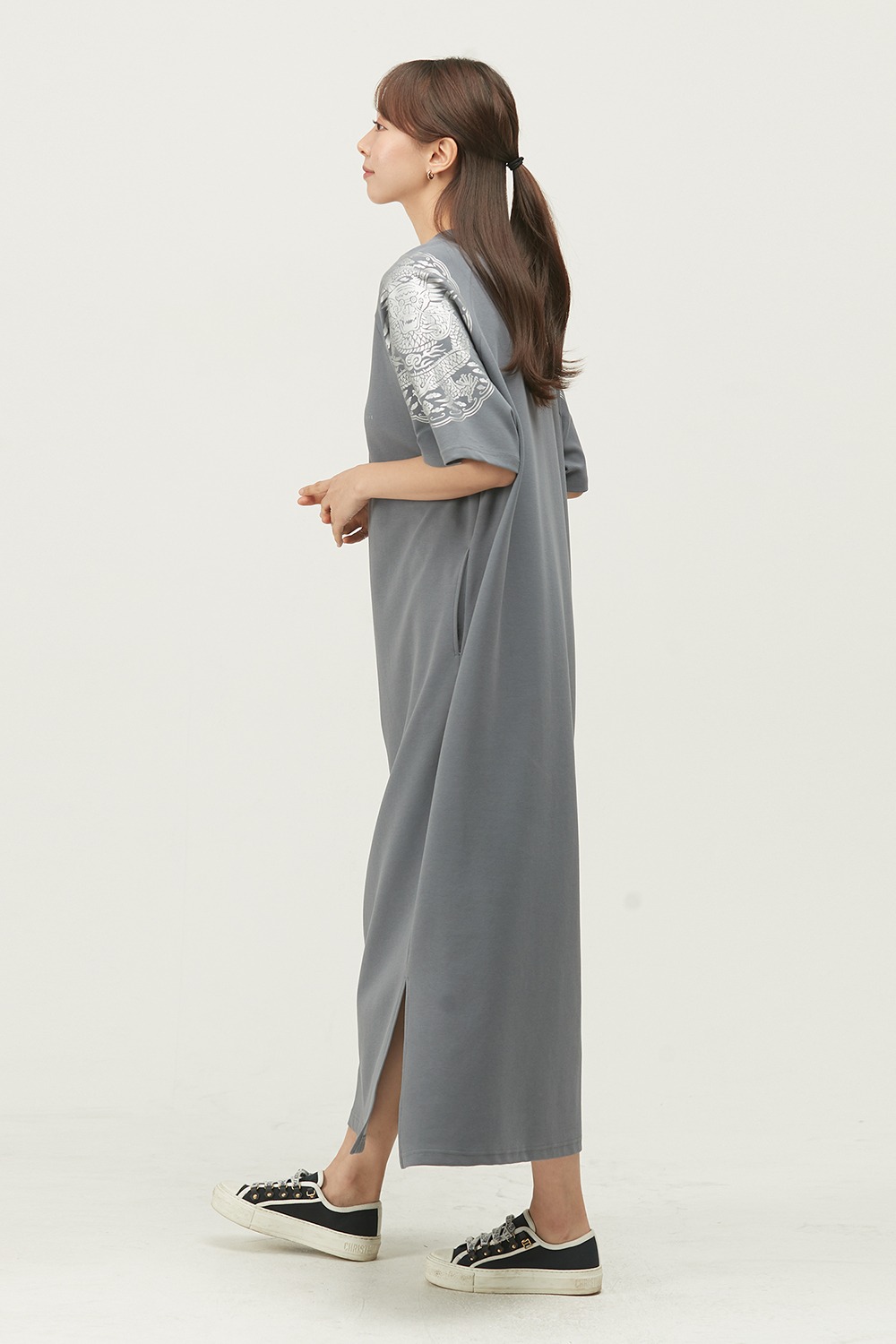 Dragon T-shirt Dress [Gray]