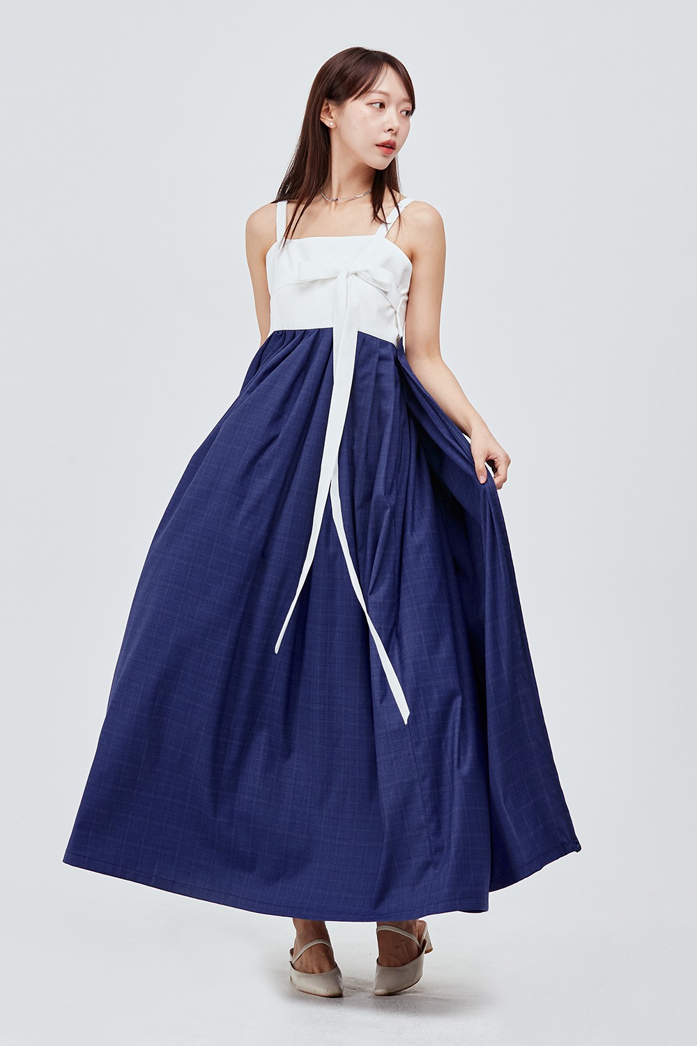 3WAY Blue Checkered Hem Skirt