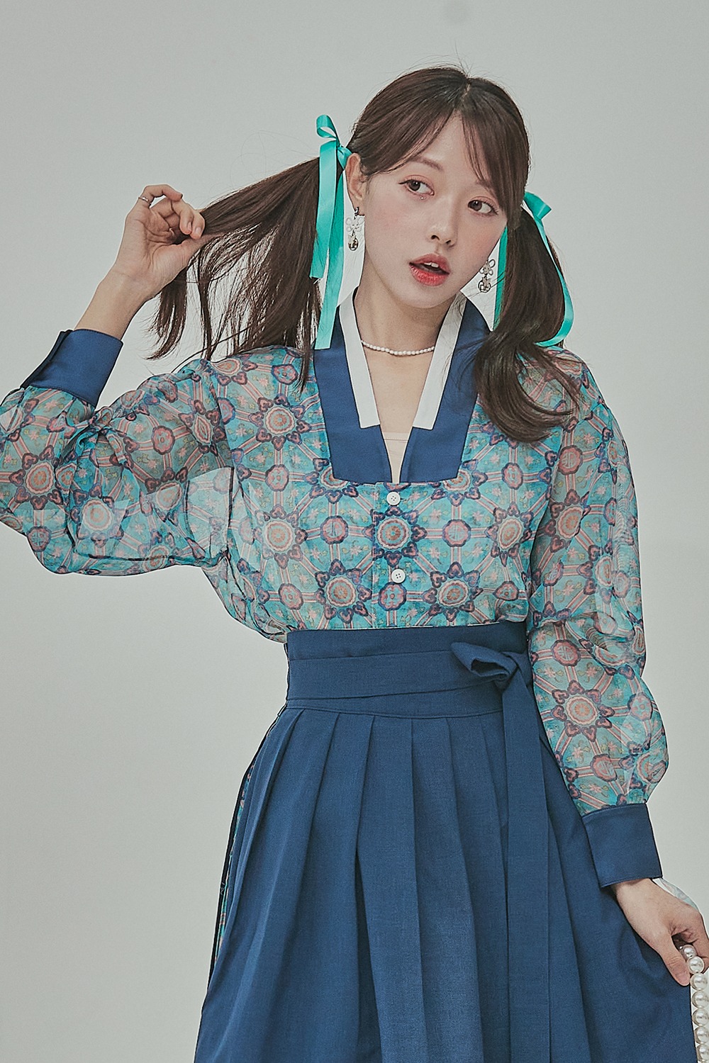 See-through Gangneung Kim Blouse [King Taejo Eojinmun Mint]