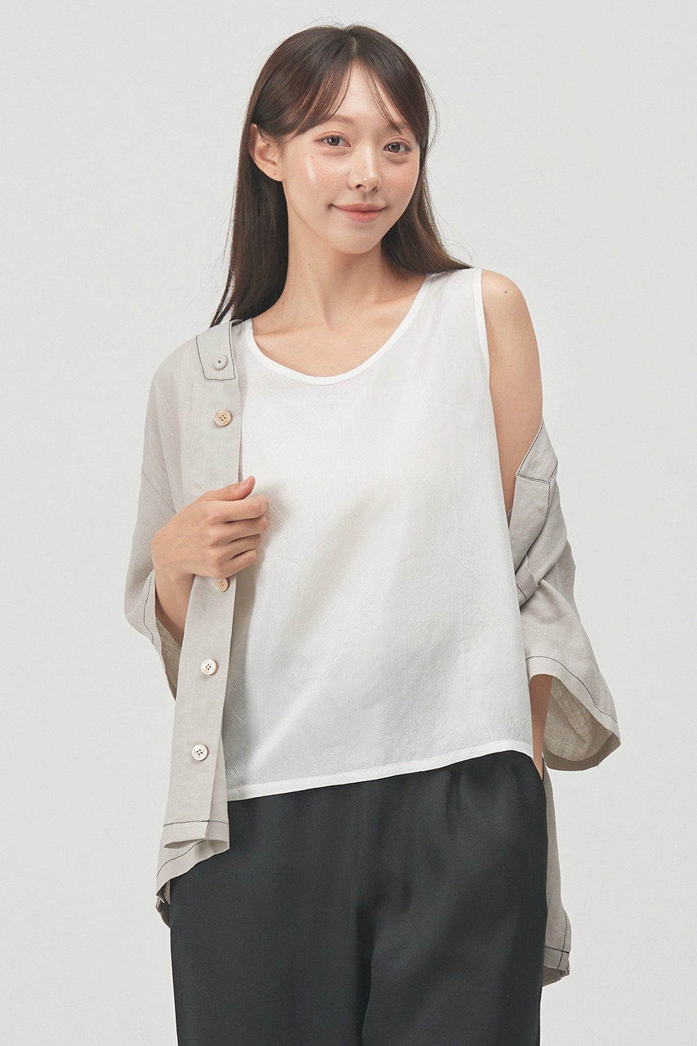 [Eoullim] Punggi  Viscose Rayon Cooling Sleeveless Shirt Sleepwear