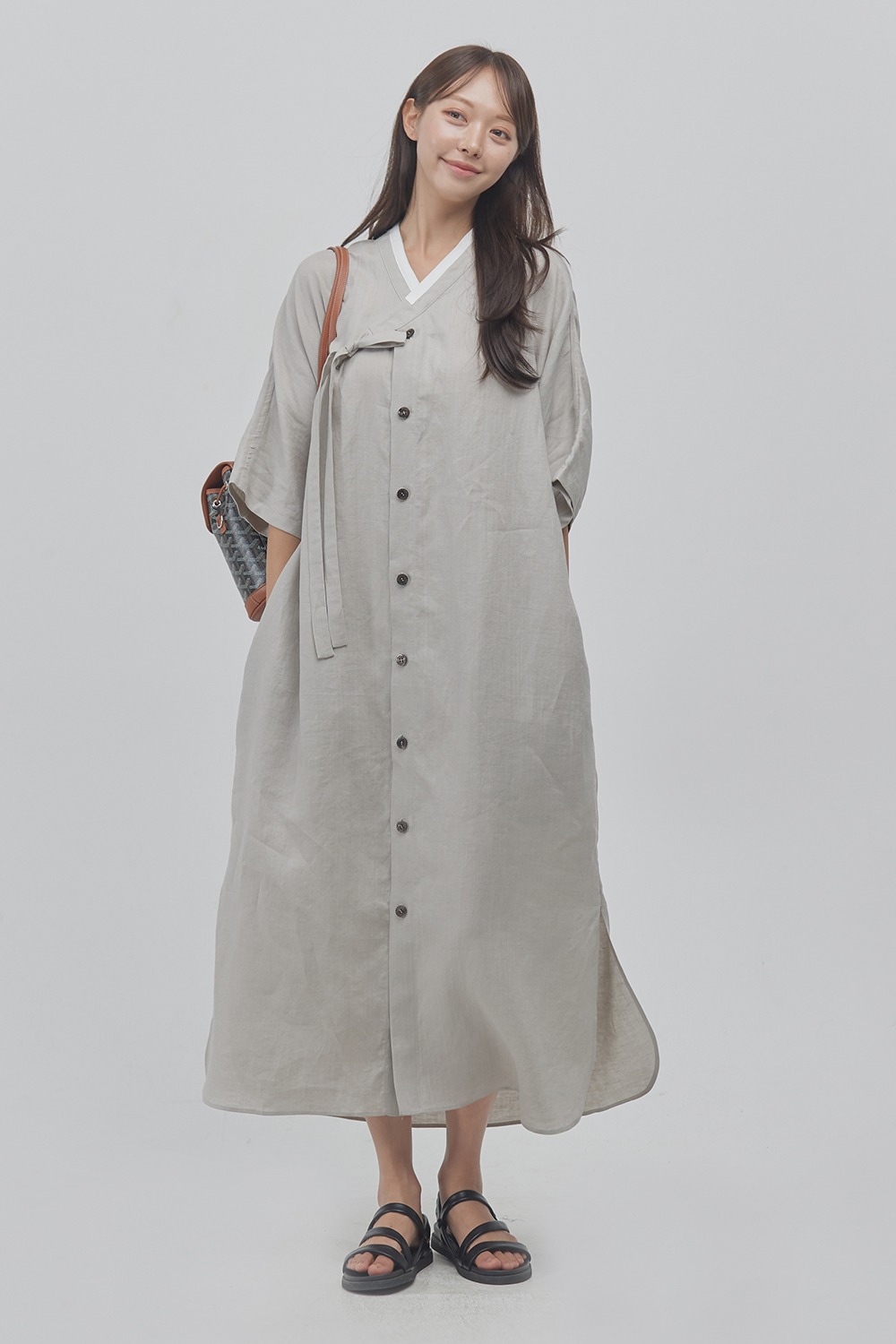 Linen Liberation Hanbok Dress [Beige]