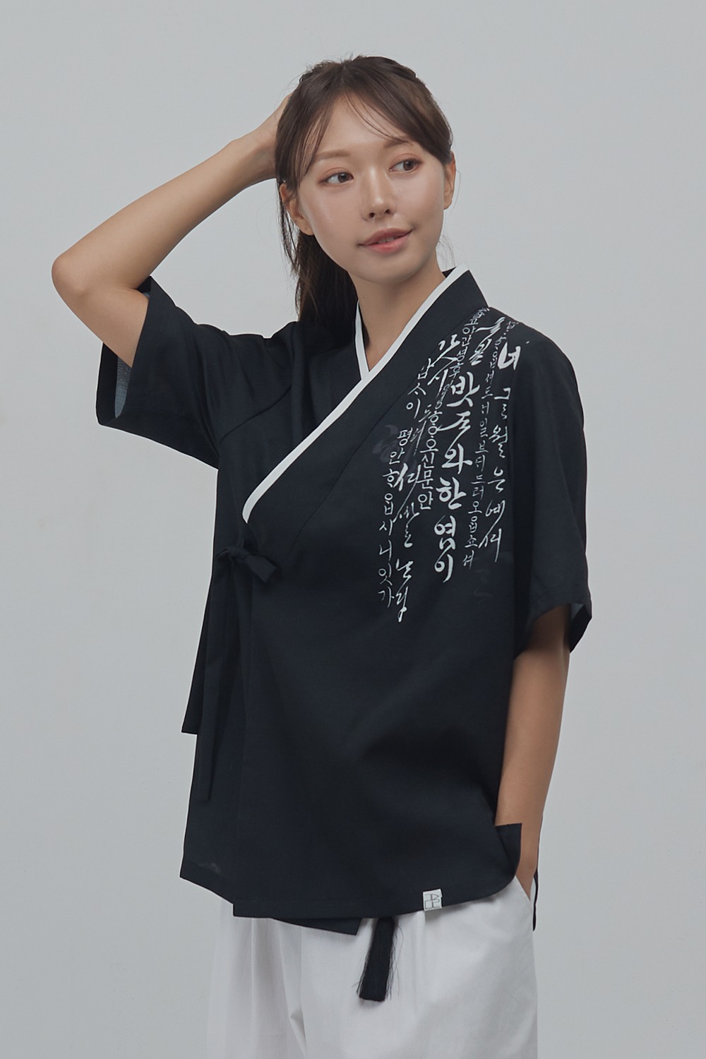 Hangul shirt jeogori [Black]
