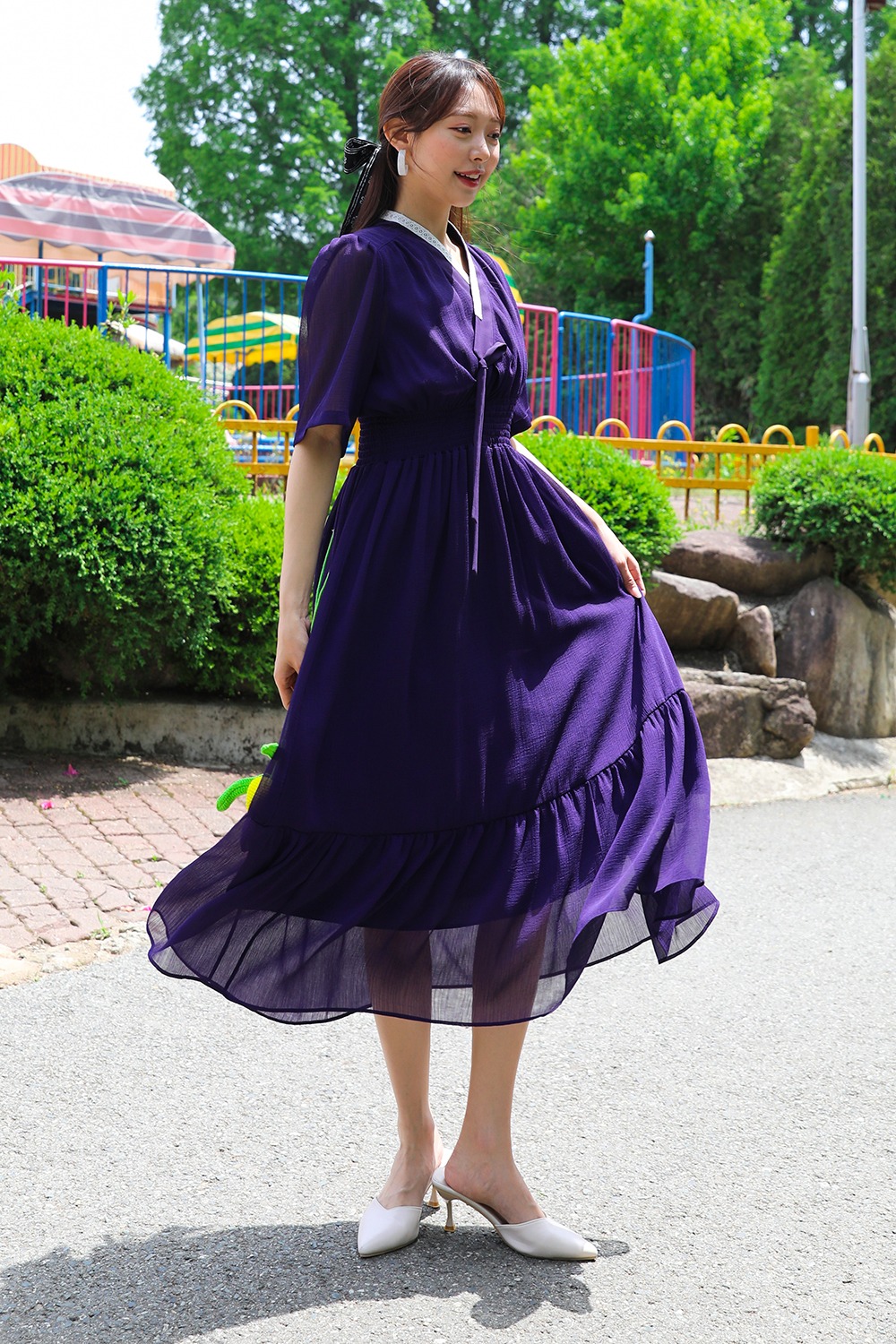 Modern Sleeveless Hanbok Dress in Purple main image 0