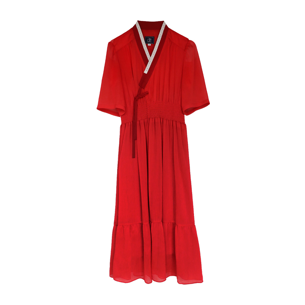 long dress red color image-S108L68