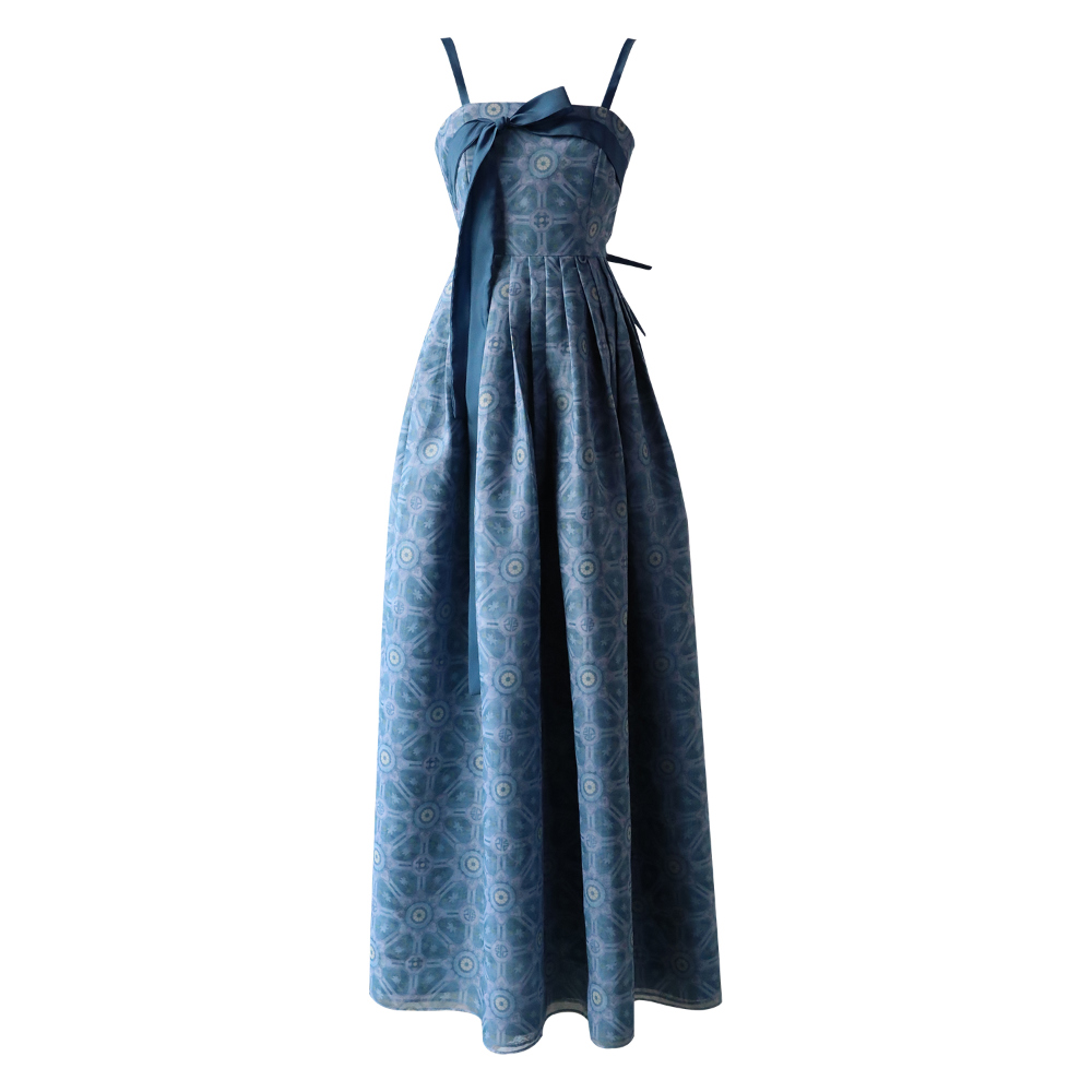 long dress navy blue color image-S39L1