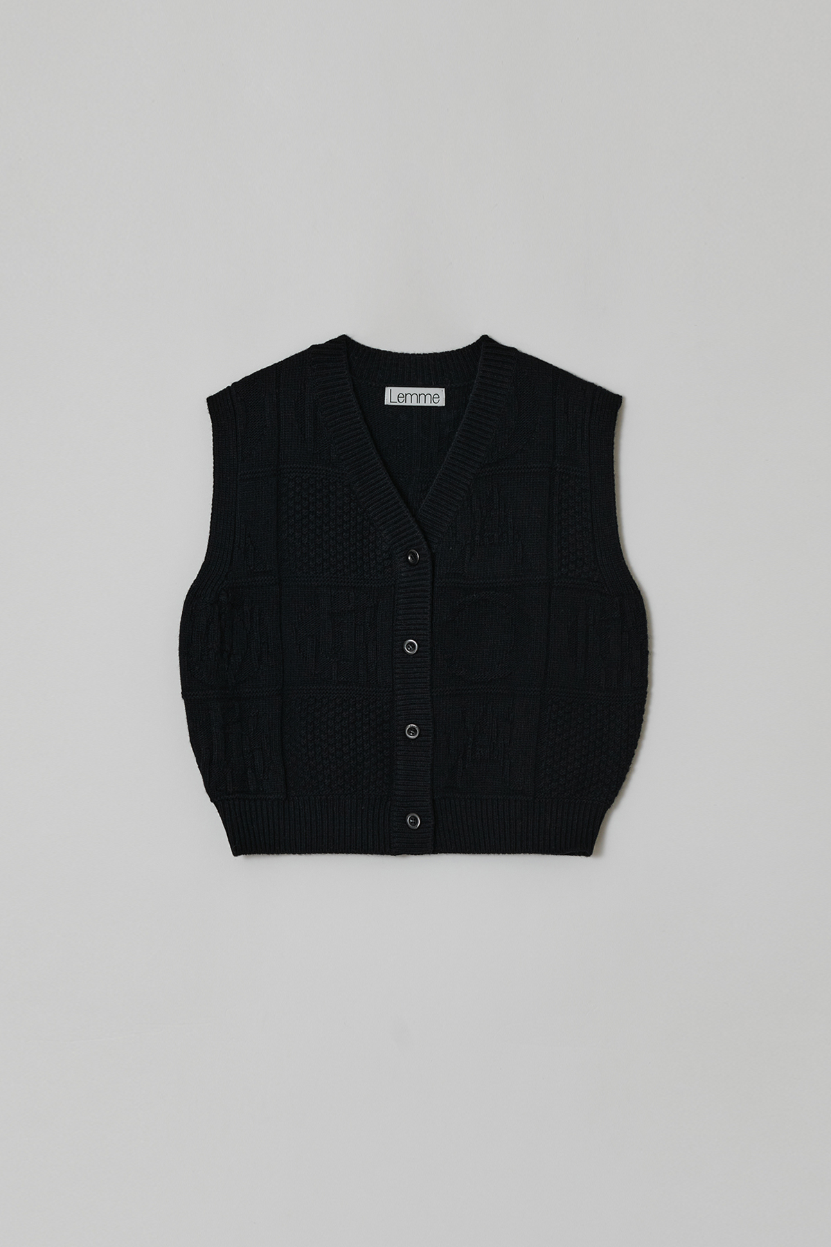 BUTTON KNIT VEST, BLACK *[교환&amp;반품 불가상품]