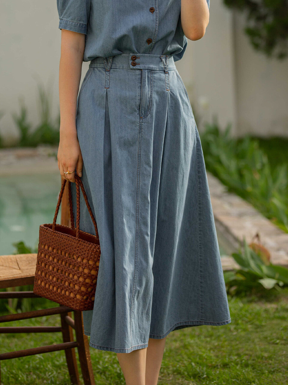 QUILL flare denim skirt_2colors