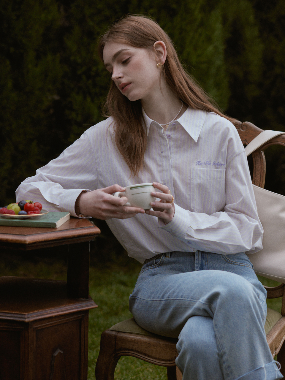 ELINOR plain stripe shirt_lavender