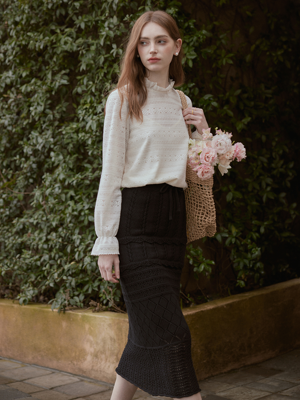 INGRID long knit skirt_black