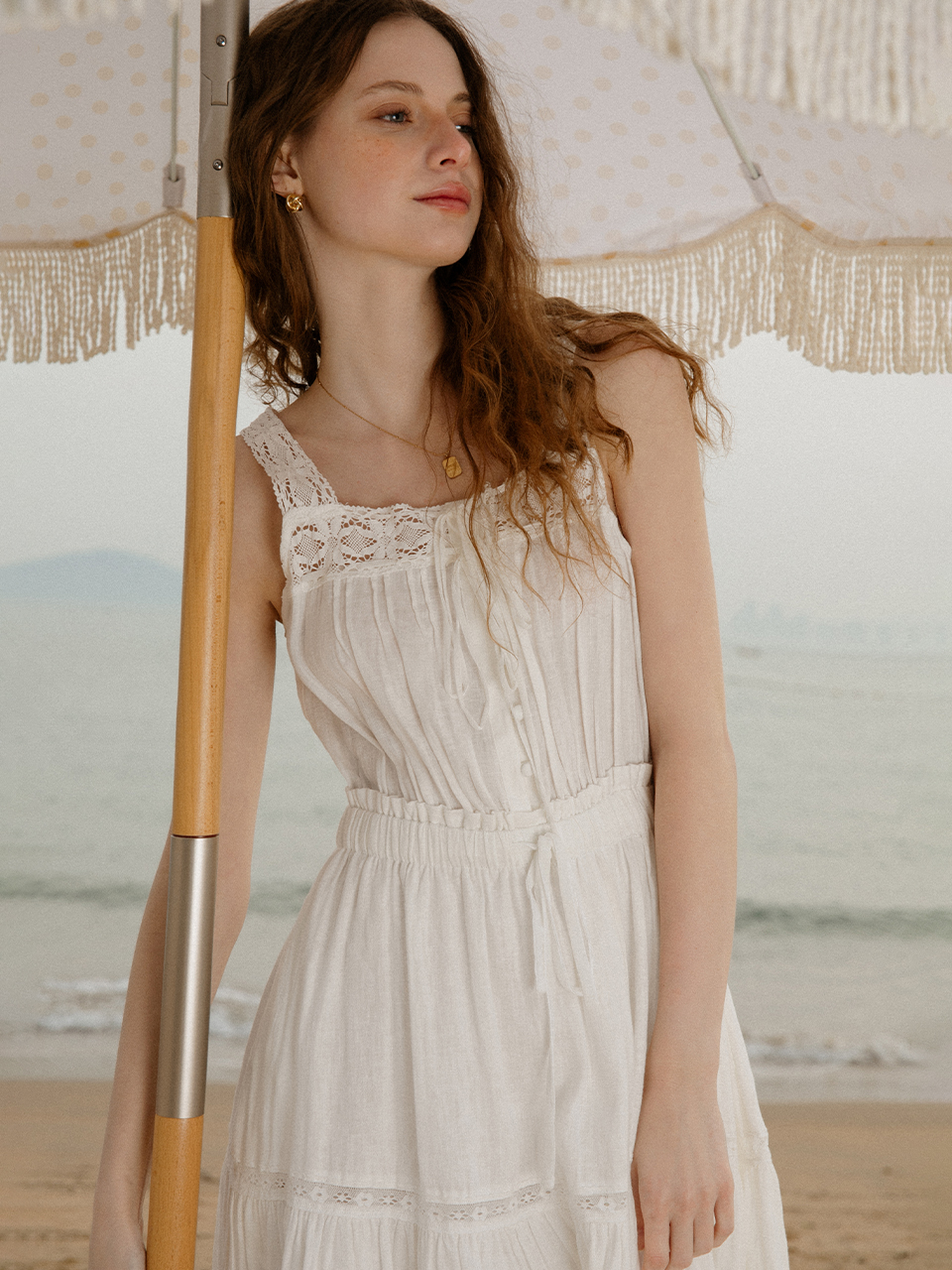 CAMI linen sleeveless dress_white
