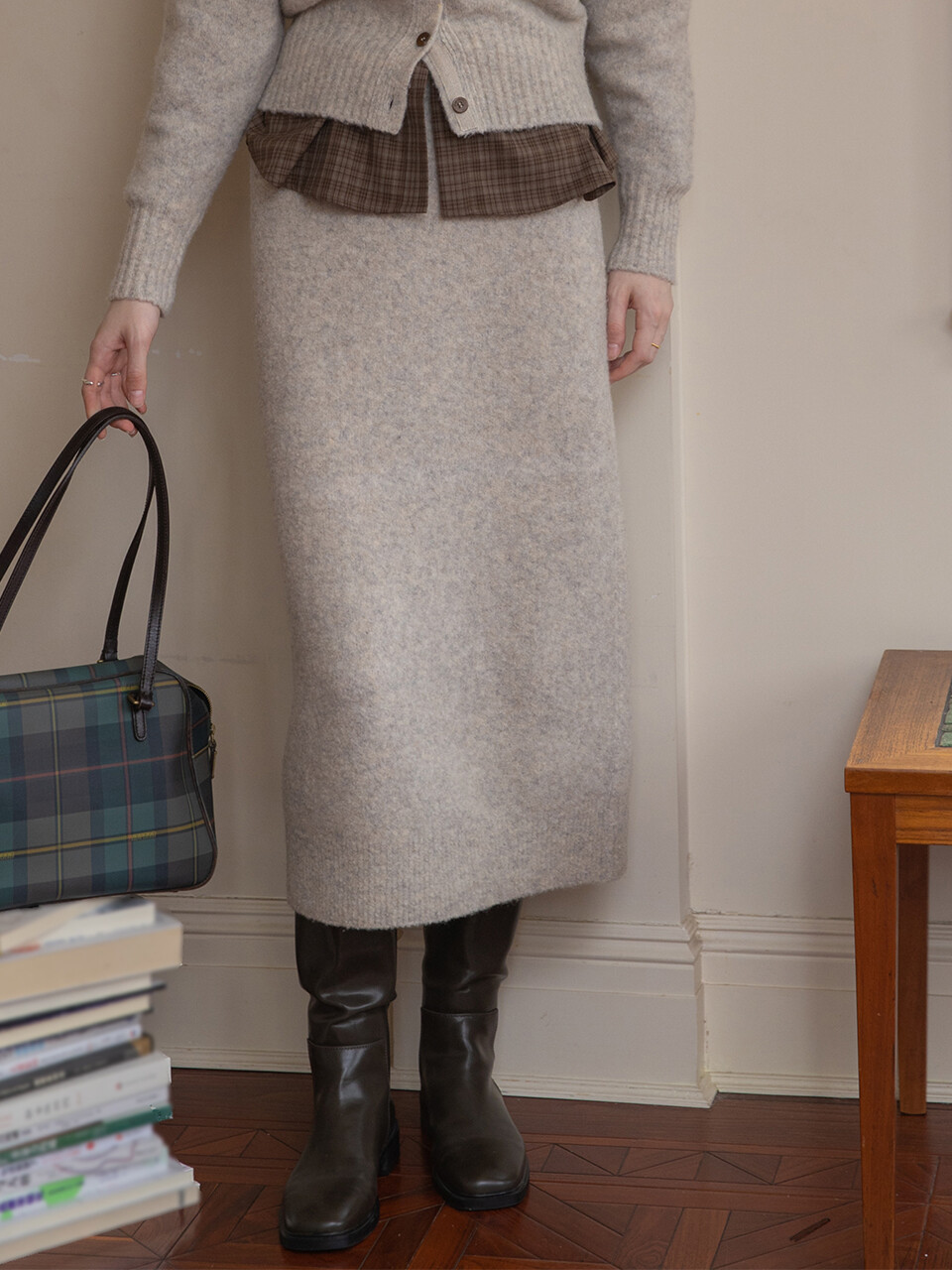 SUZHANA woolen skirt_light grey