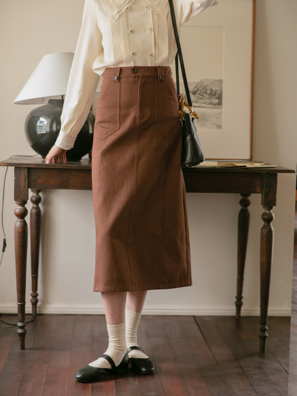 DARINA A-line skirt_brown