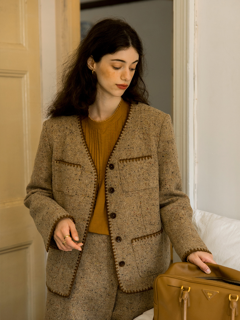 [수지착용] JAZMINE wool quilting jacket_beige