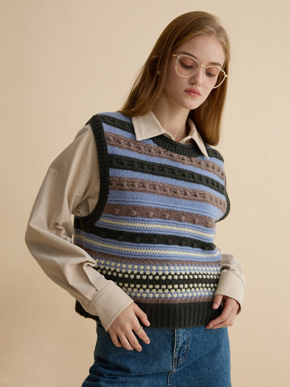 TRINITY wool stripe knit_blue