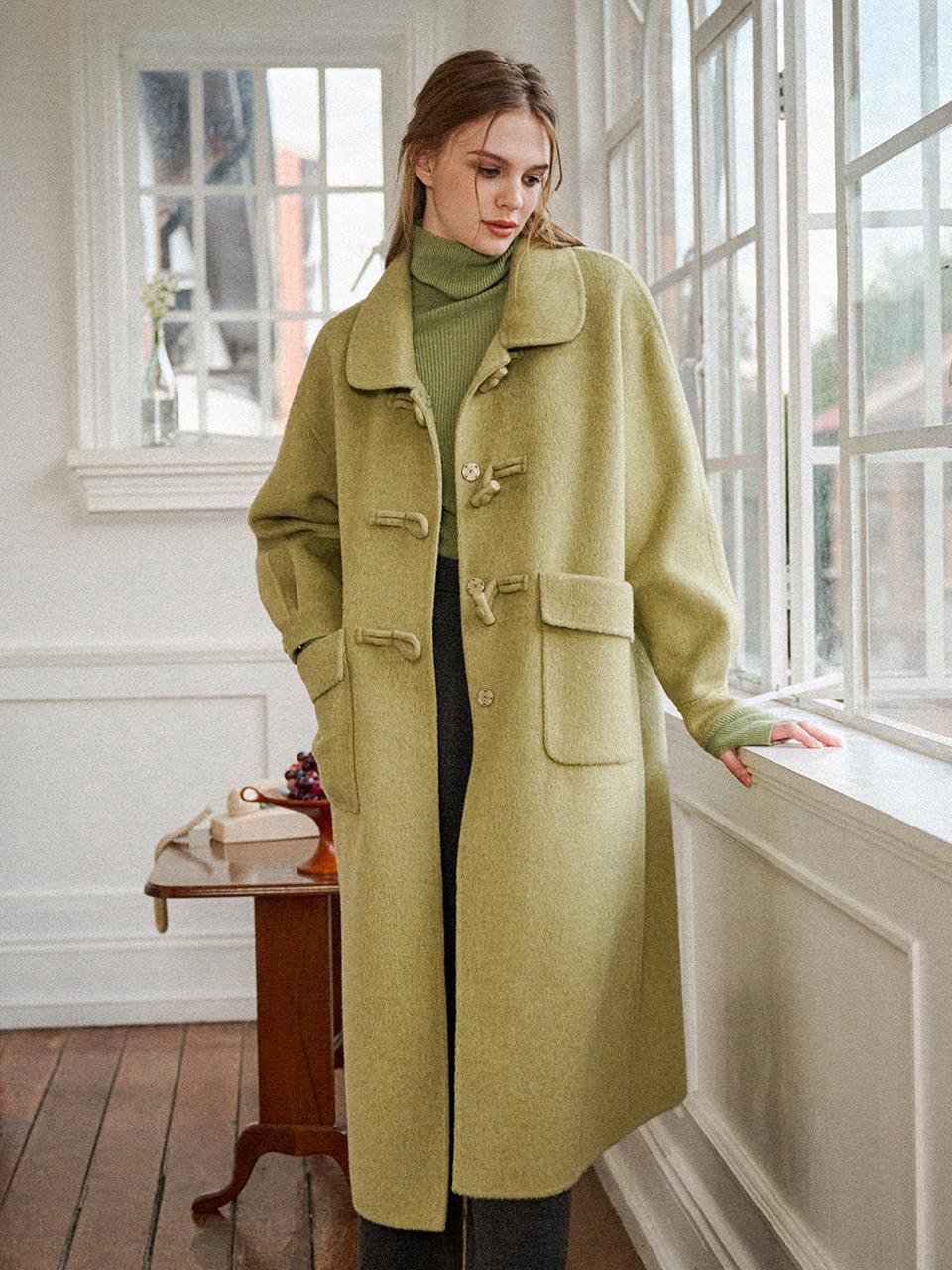 EUGENE premium wool handmade coat_green beige