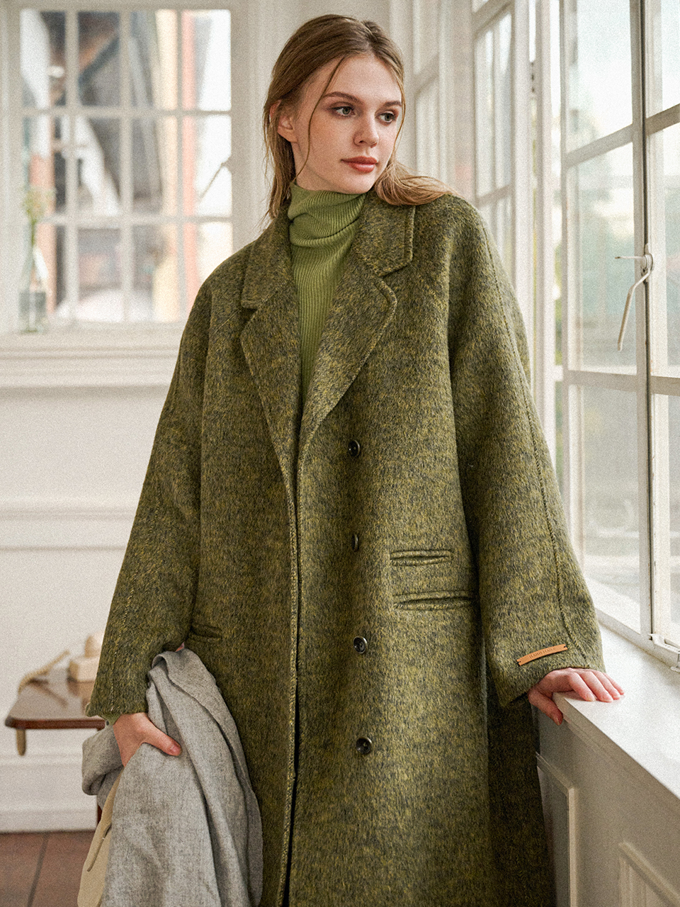SHELBY premium wool handmade coat_moss green