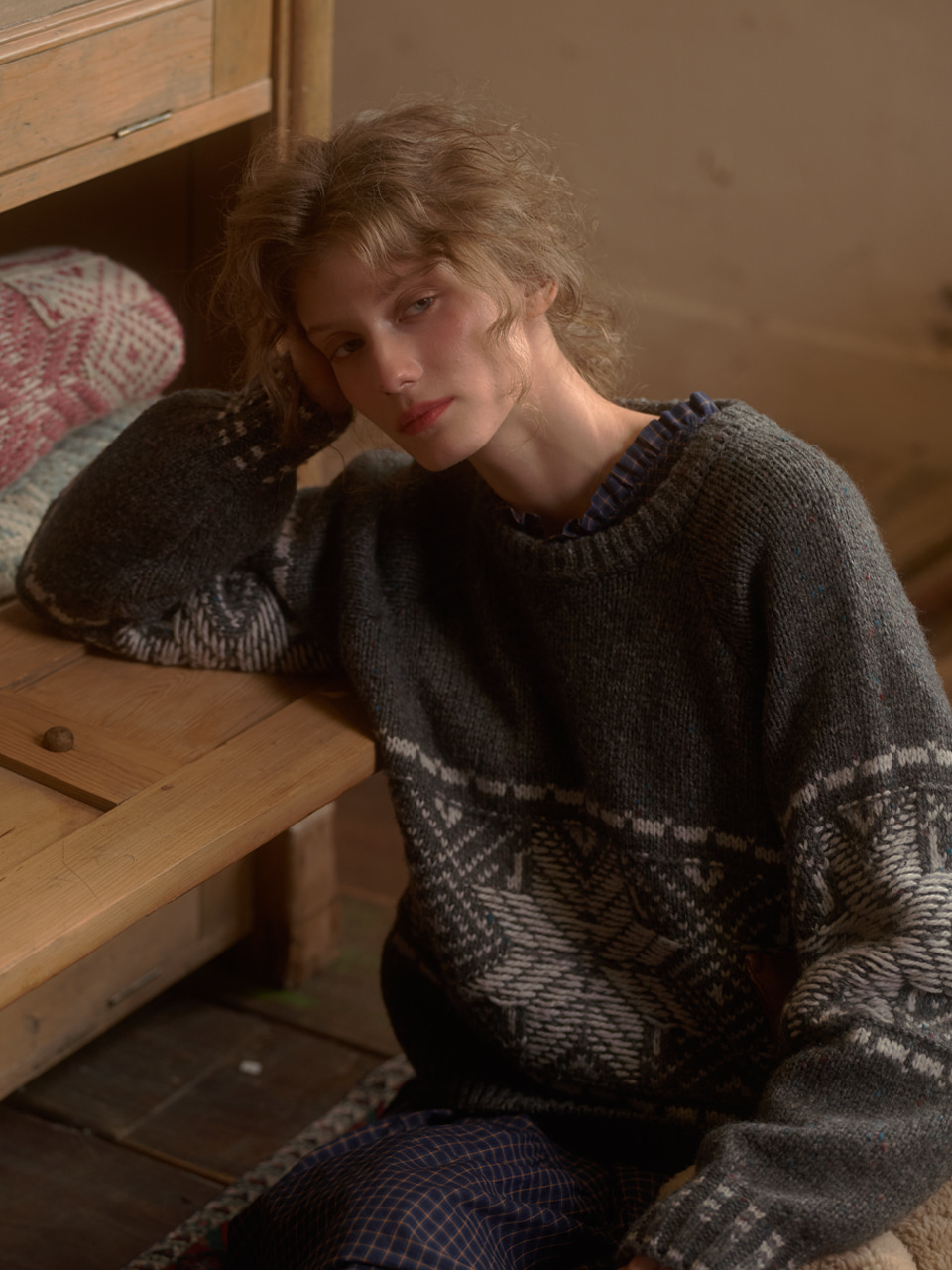 MARCIE woolen nordic knit_gray