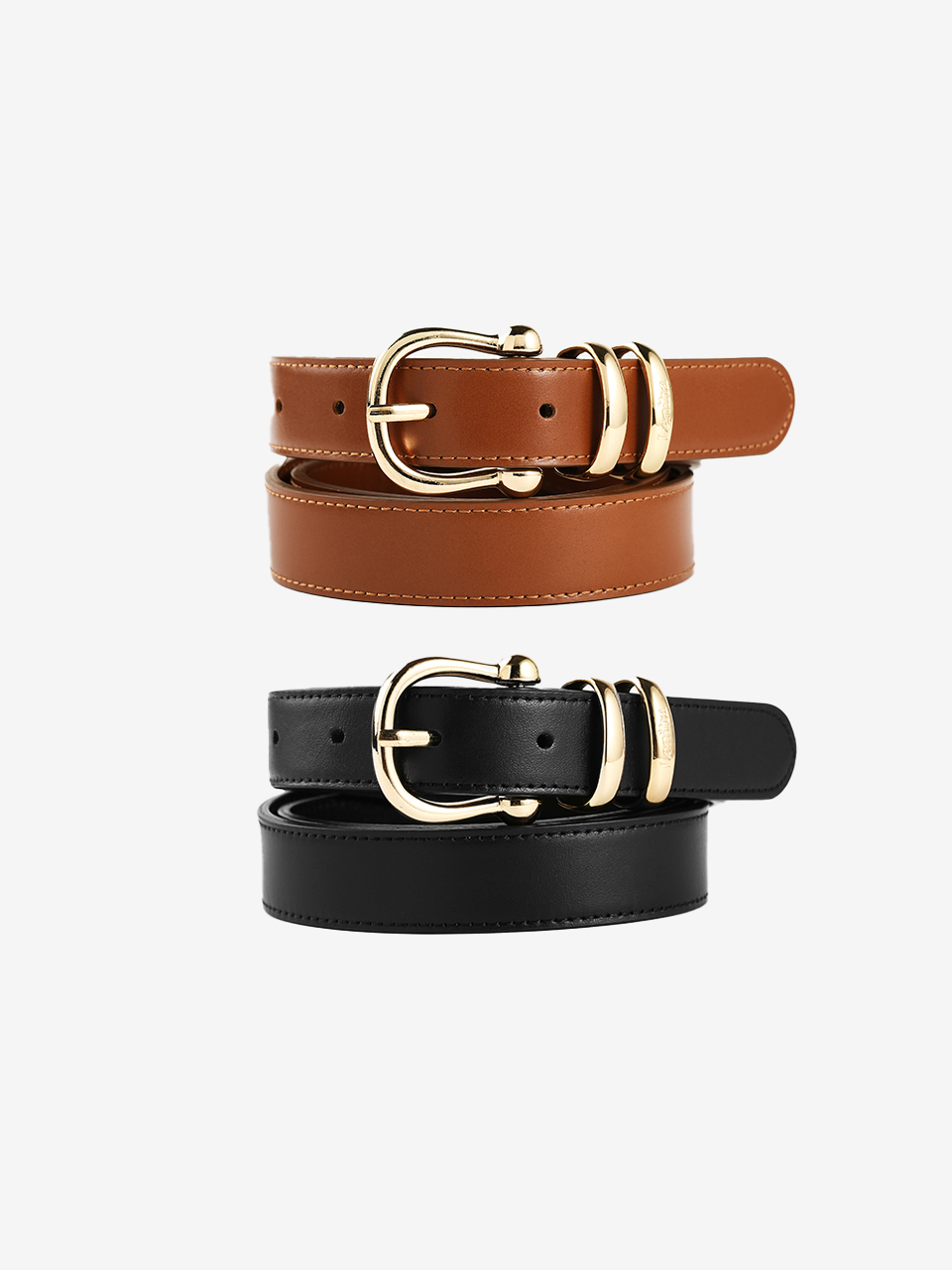 RIVER two ring cow leather belt_2colors