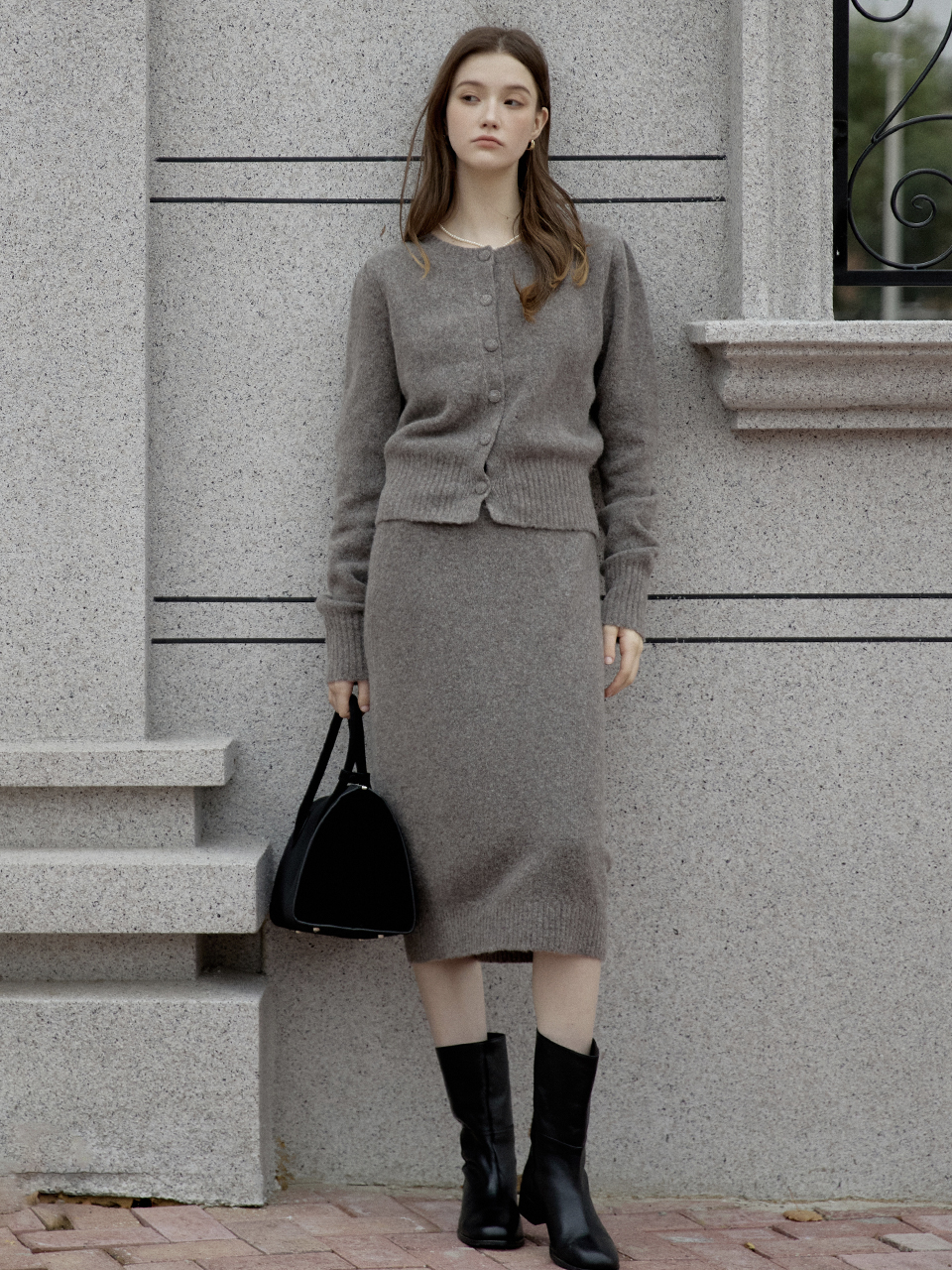 スカート LENINA LIRIEN woolen skirt_MOCHA GRAY LIRIEN woolen skirt_mocha gray - 르니나