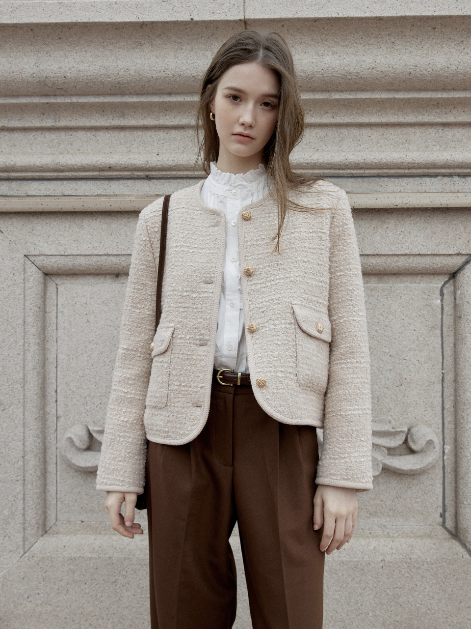 ジャケット LENINA LEENA woolen tweed jacket_BEIGE MUSINSA | LENINA LEENA woolen tweed jacket_BEIGE