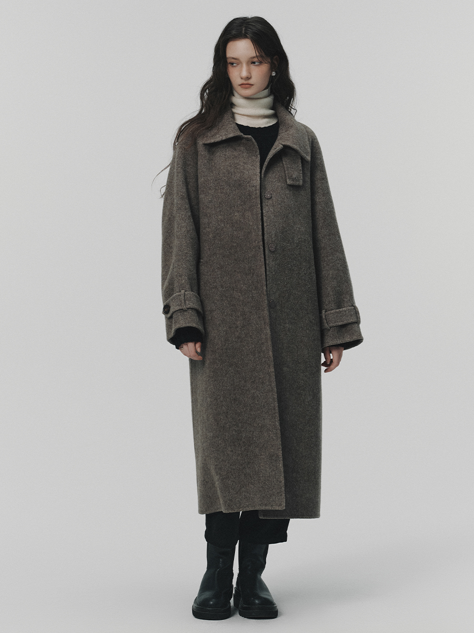 コート LENINA ANDY balmacaan handmade coat_BROWN ANDY balmacaan handmade coat_brown - 르니나