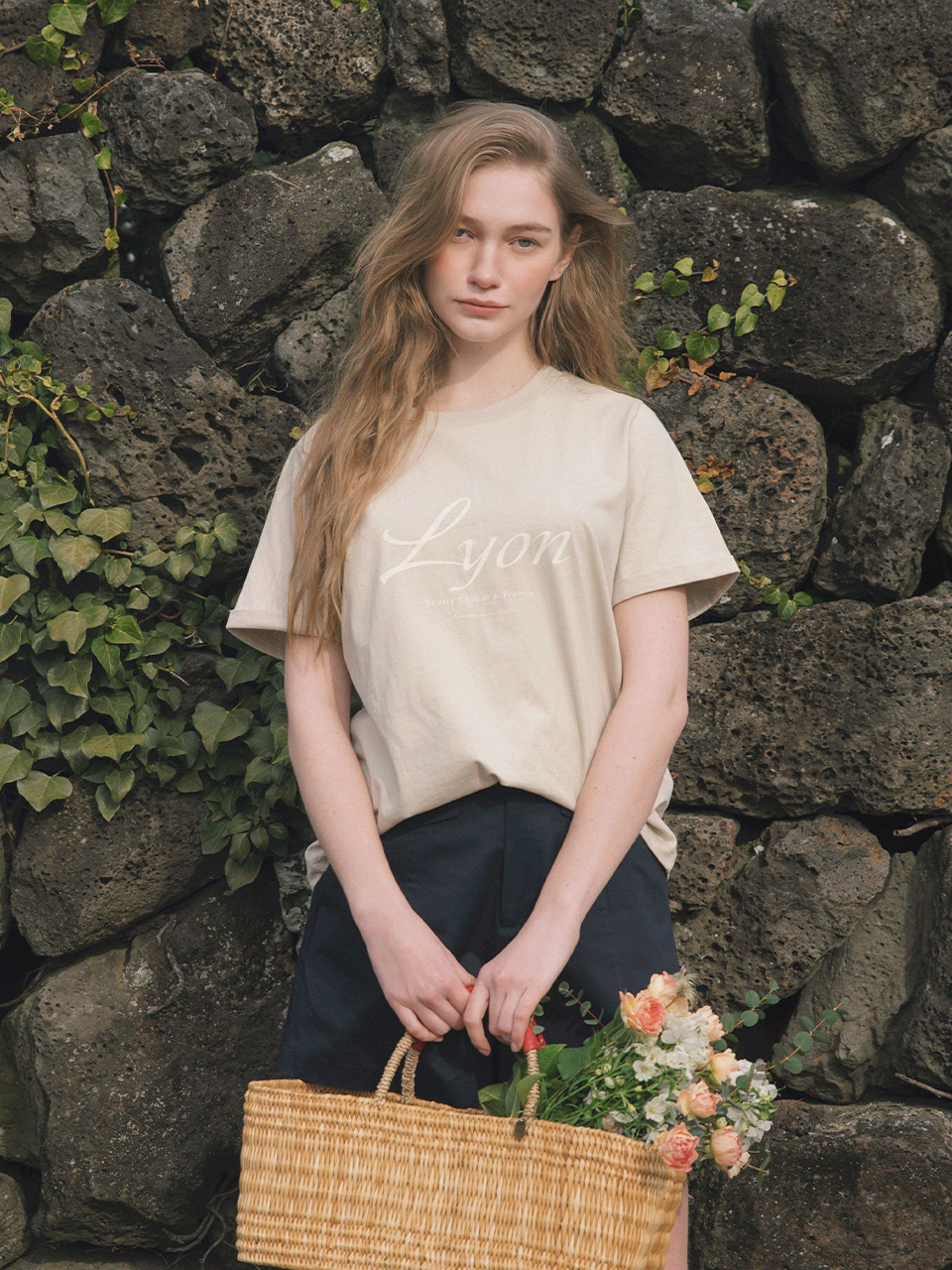 ◇LENINA◇ CALLA city print Tshirt_ORANGE CALLA city print T-shirt_beige - 르니나