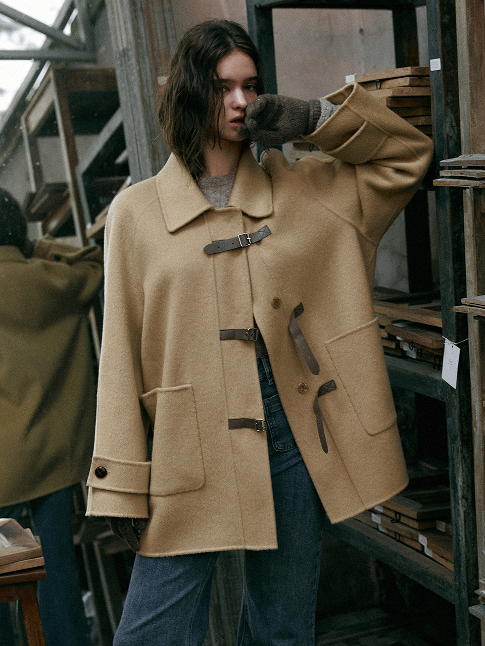 ジャケット・アウター CAEL handmade wool buckle short coat CAEL handmade wool buckle short coat_butter beige - 르니나