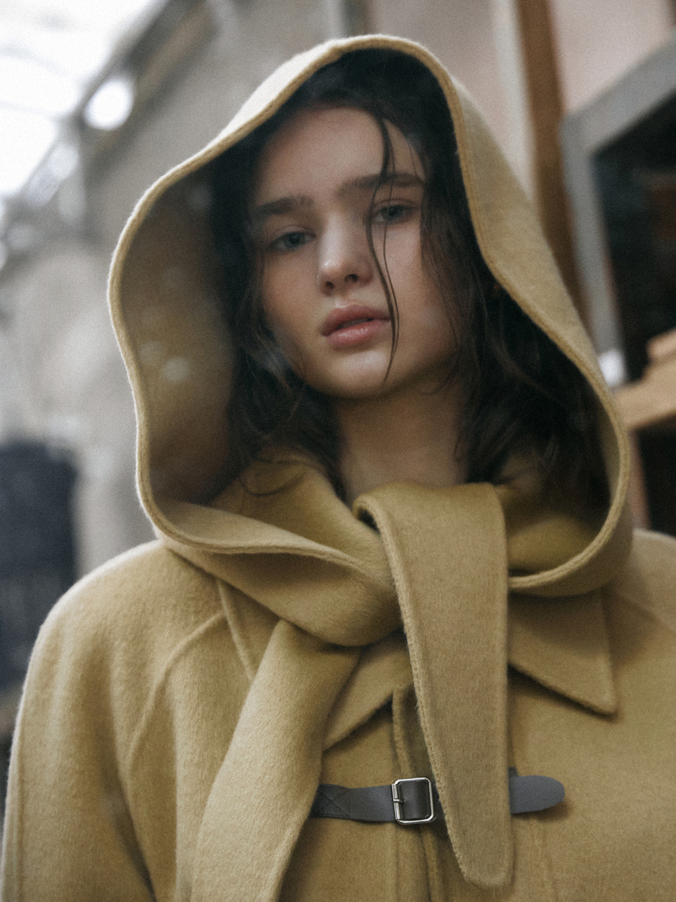 CAEL handmade wool buckle short coat_butter beige - 르니나