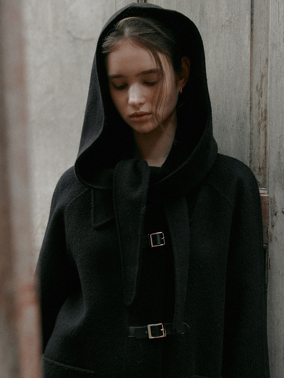 ジャケット・アウター CAEL handmade wool buckle short coat CAEL handmade wool buckle short coat_black - 르니나