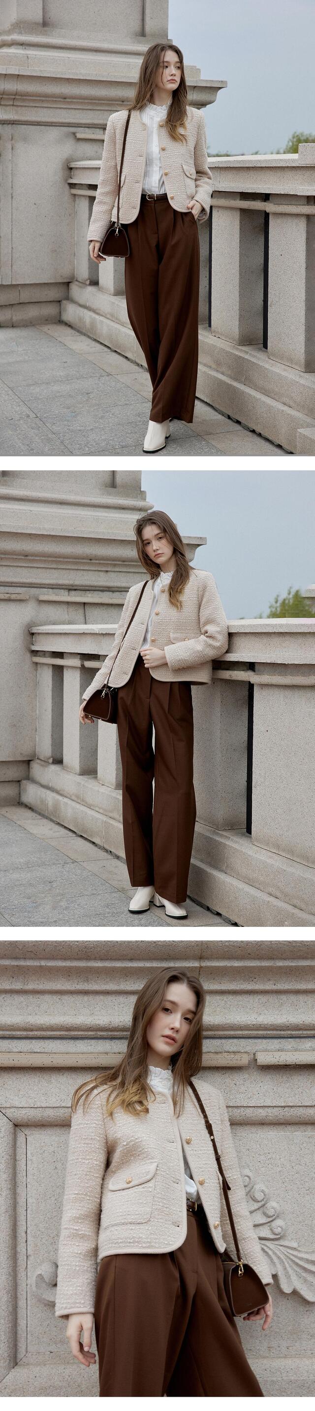ジャケット LENINA LEENA woolen tweed jacket_BEIGE LEENA woolen tweed jacket_beige | ファッション通販サイト NUGU
