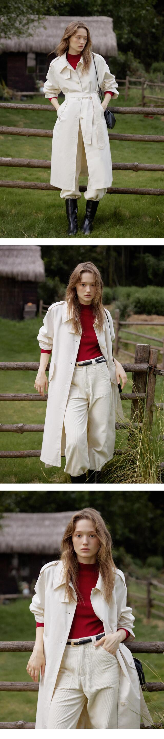 Lenina ♥ HARICOT single button long trench coat HARICOT single button long trench coat_ivory - 르니나