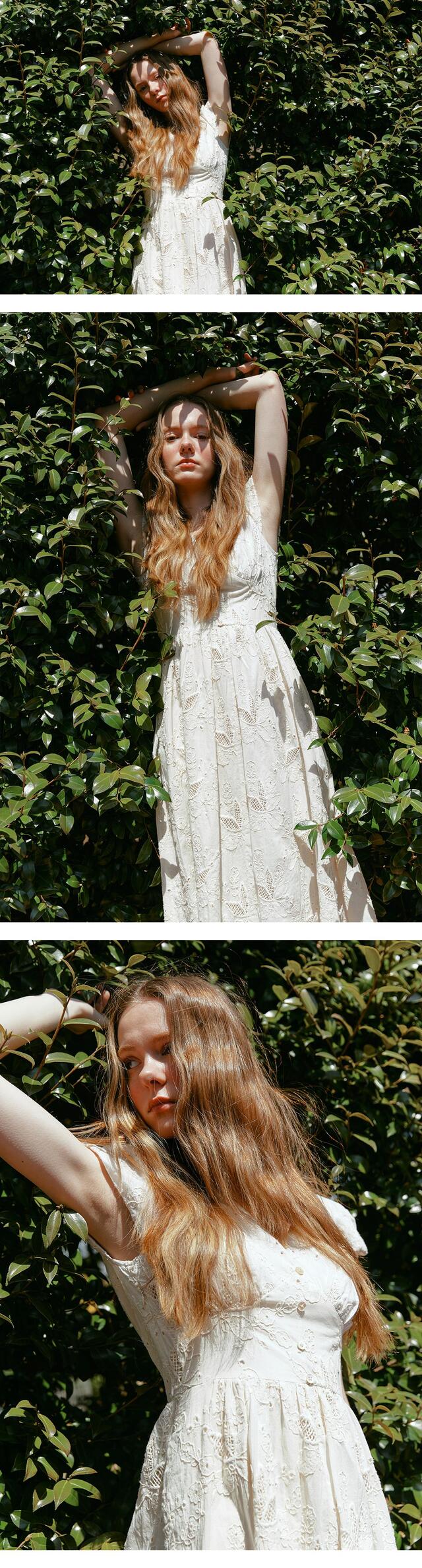 ワンピース [LENINA]MINOU puff sleeve embroidery dress_cream LENINA]MINOU puff sleeve embroidery dress_cream