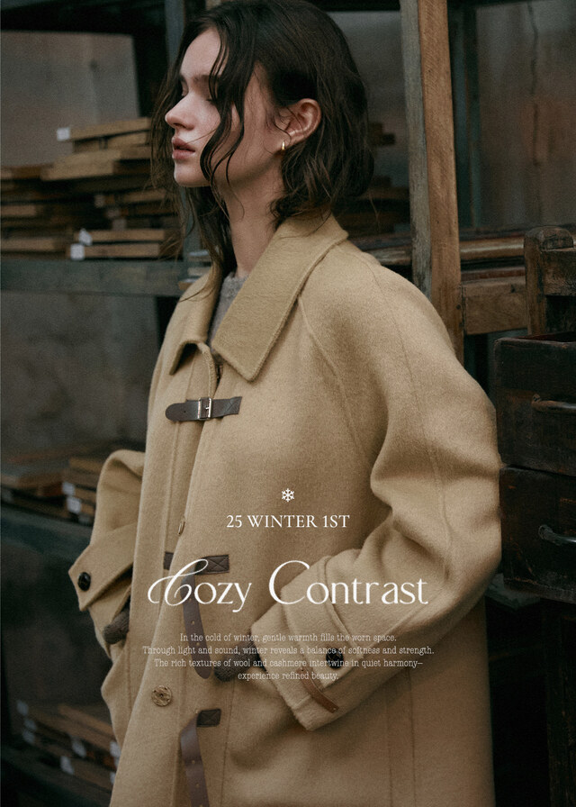 CAEL handmade wool buckle short coat_butter beige - 르니나