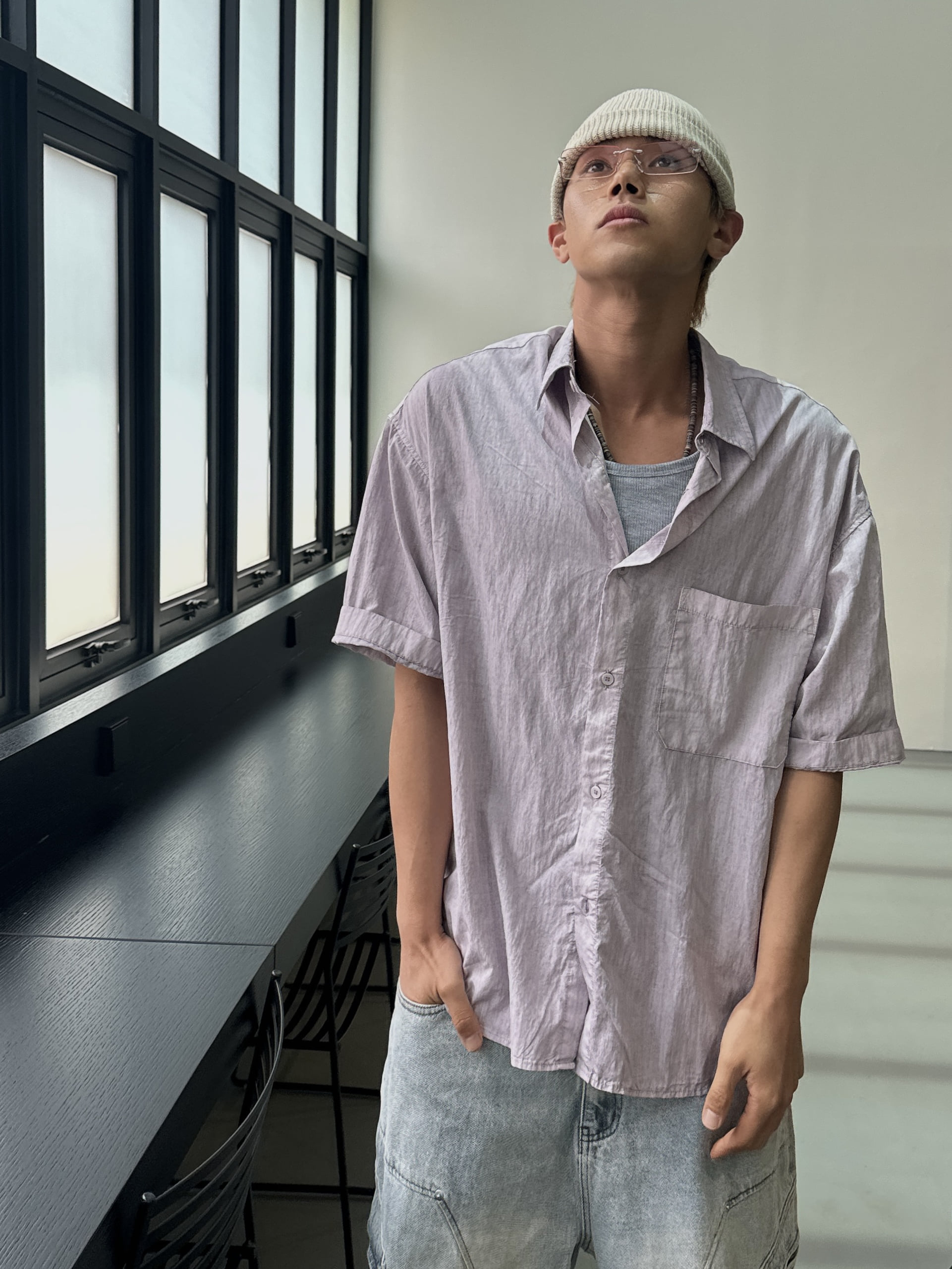 Dyed collar shirts(4Color)