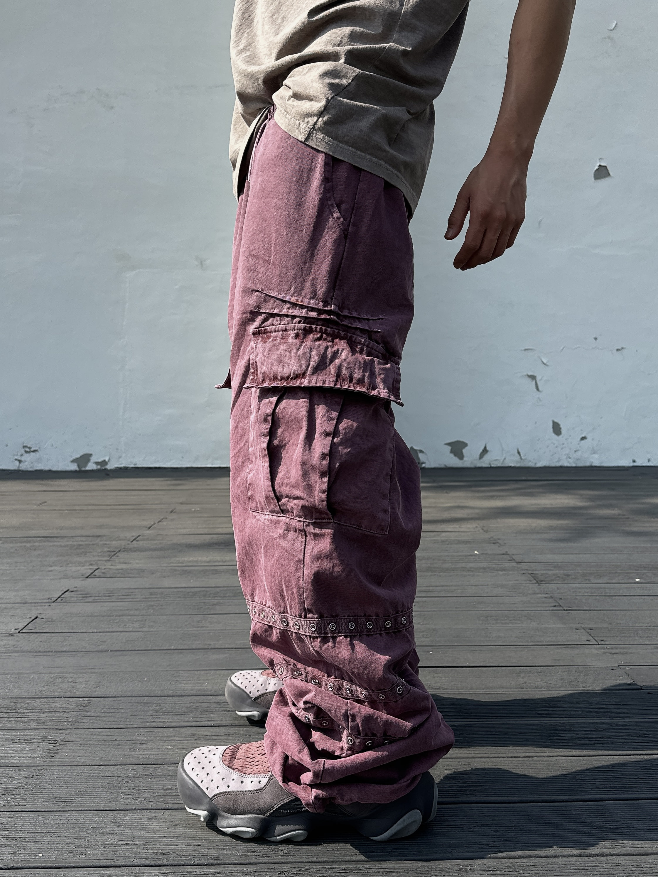 Dying eyelet point cargo pants(3Color)