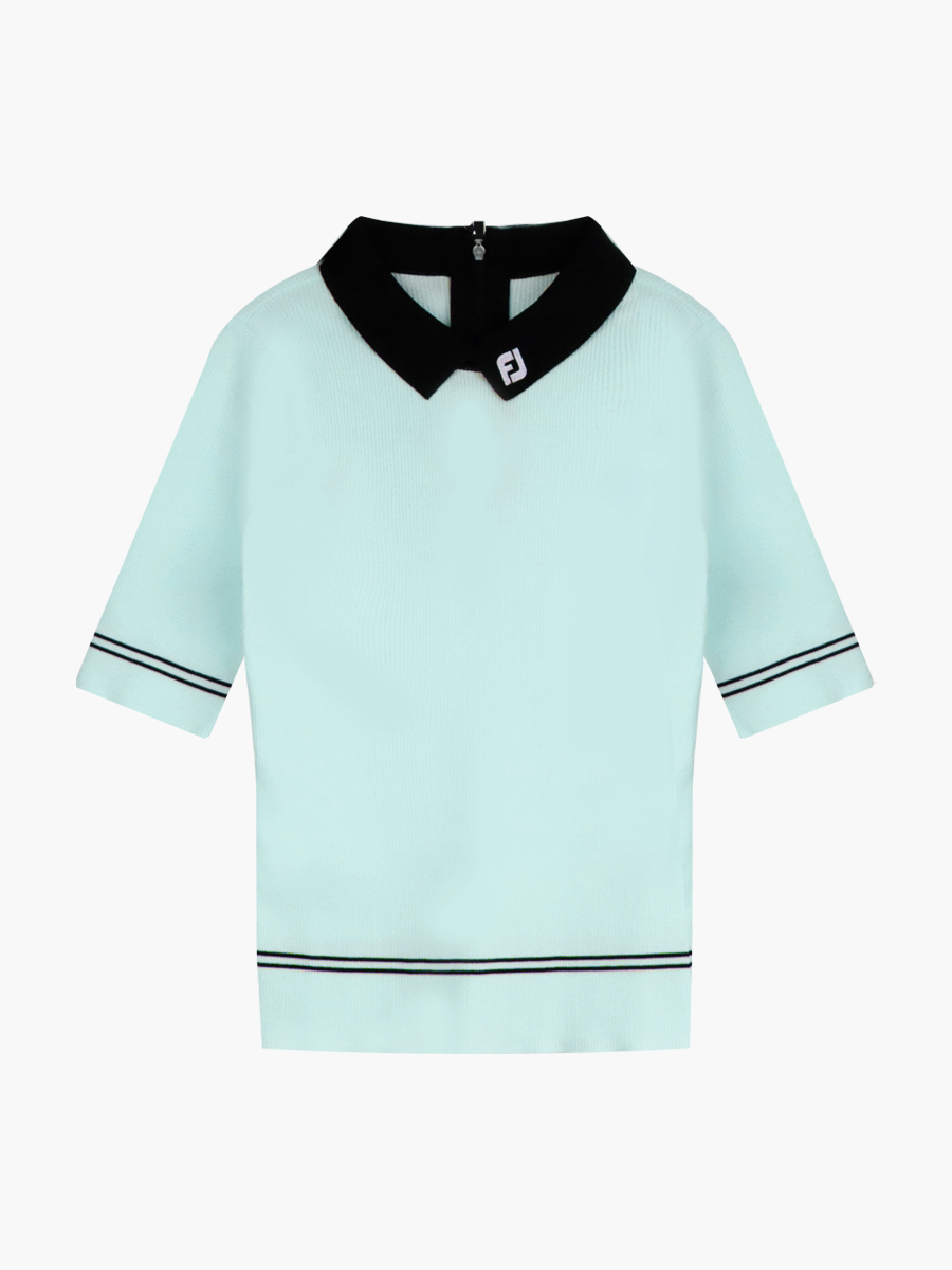 RIB KNIT POLO SKY