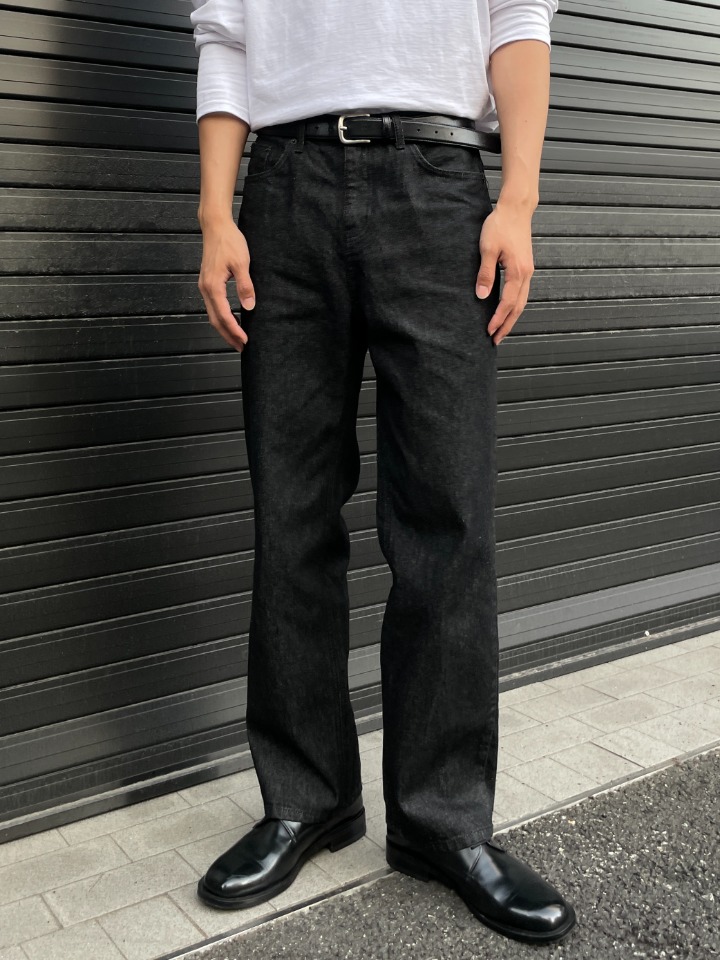 T. Semi Wide Fit Black Denim Pants (당일배송)