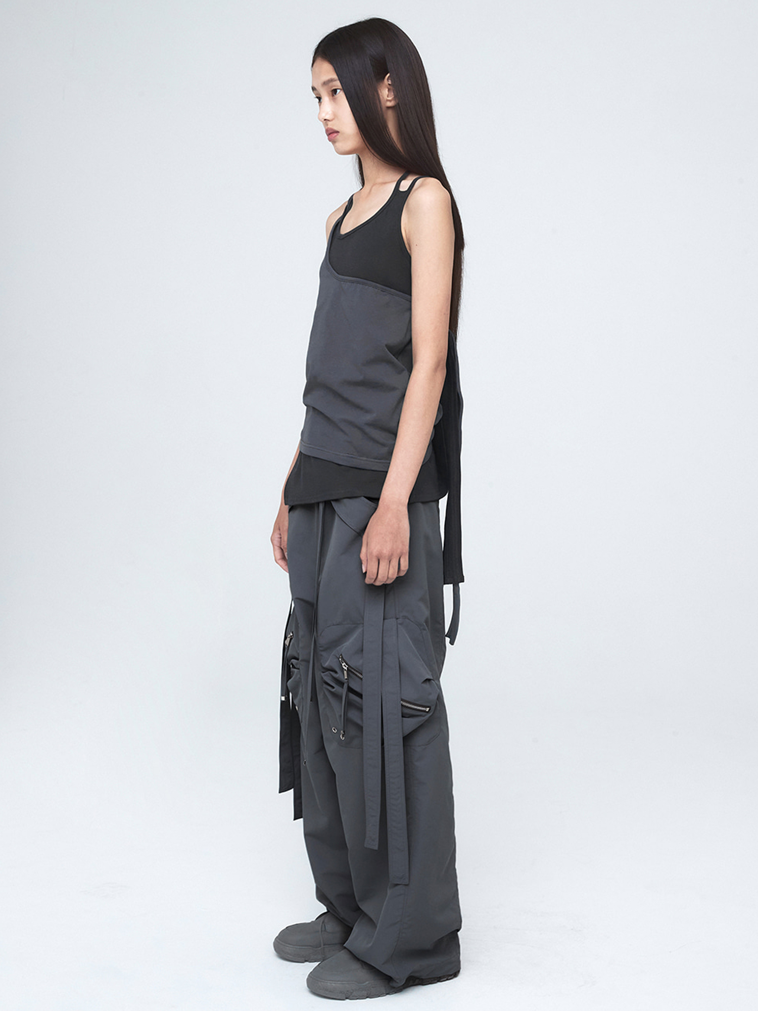 【ラスト一点】NACHE CONVEX TIE CARGO PANTSチャコール NACHE,THEXSHOP,나체,더엑스샵