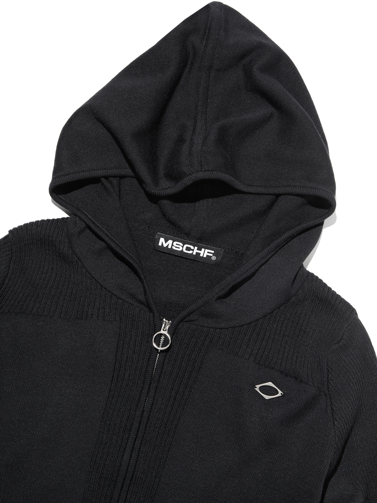 トップス mschf RHOMBUS KNIT HOODIE_BLACK RHOMBUS KNIT HOODIE_BLACK - MISCHIEF
