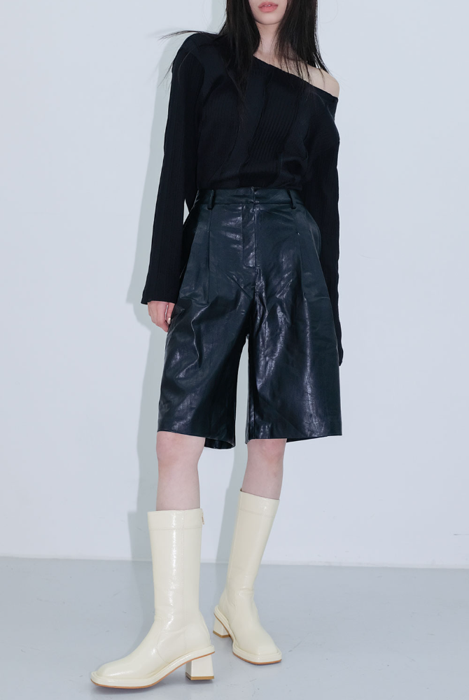 leather bermuda pants (3color)