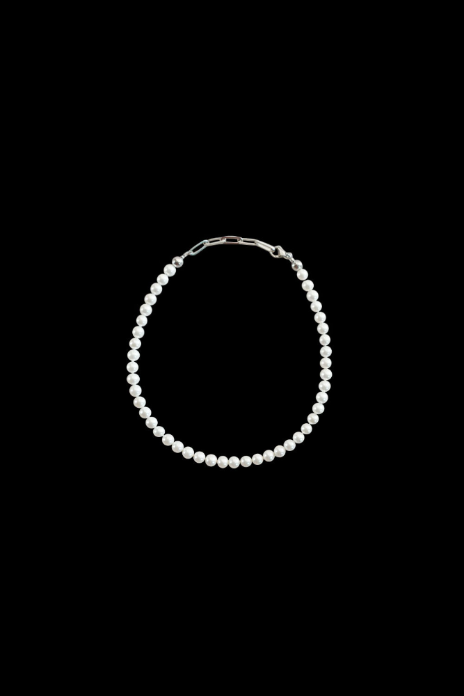 silver pearl necklace - C