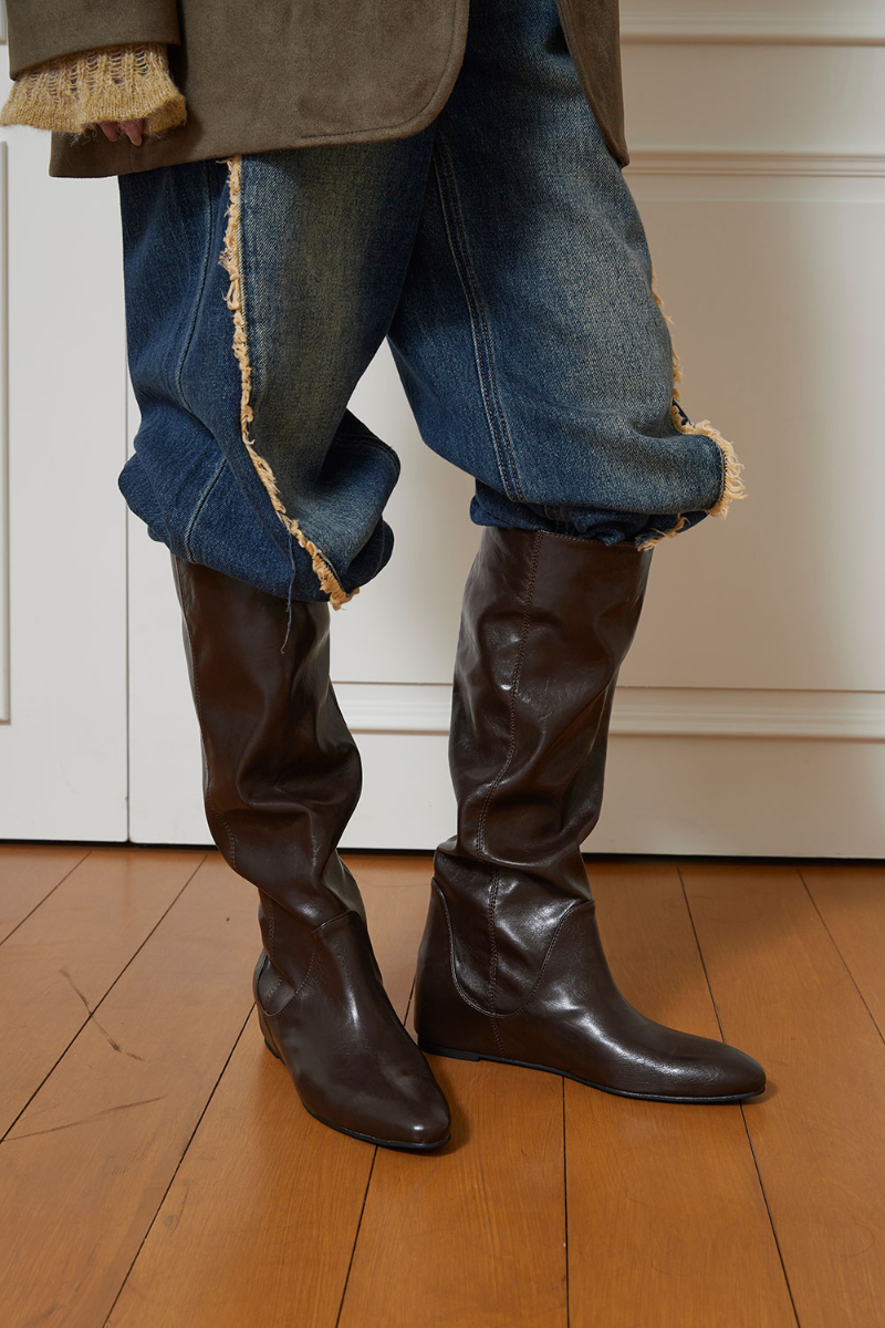 free wrinkle long boots (2c)