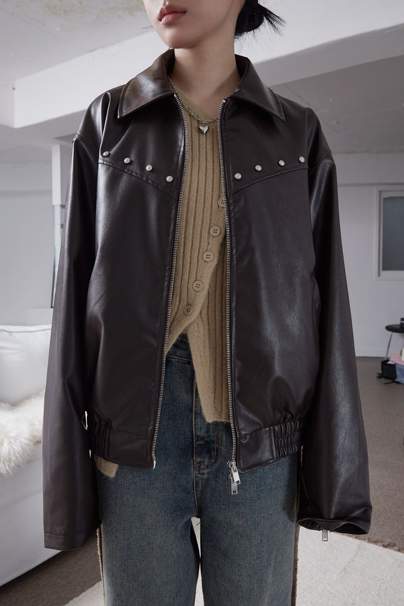 stud leather jacket (2c)