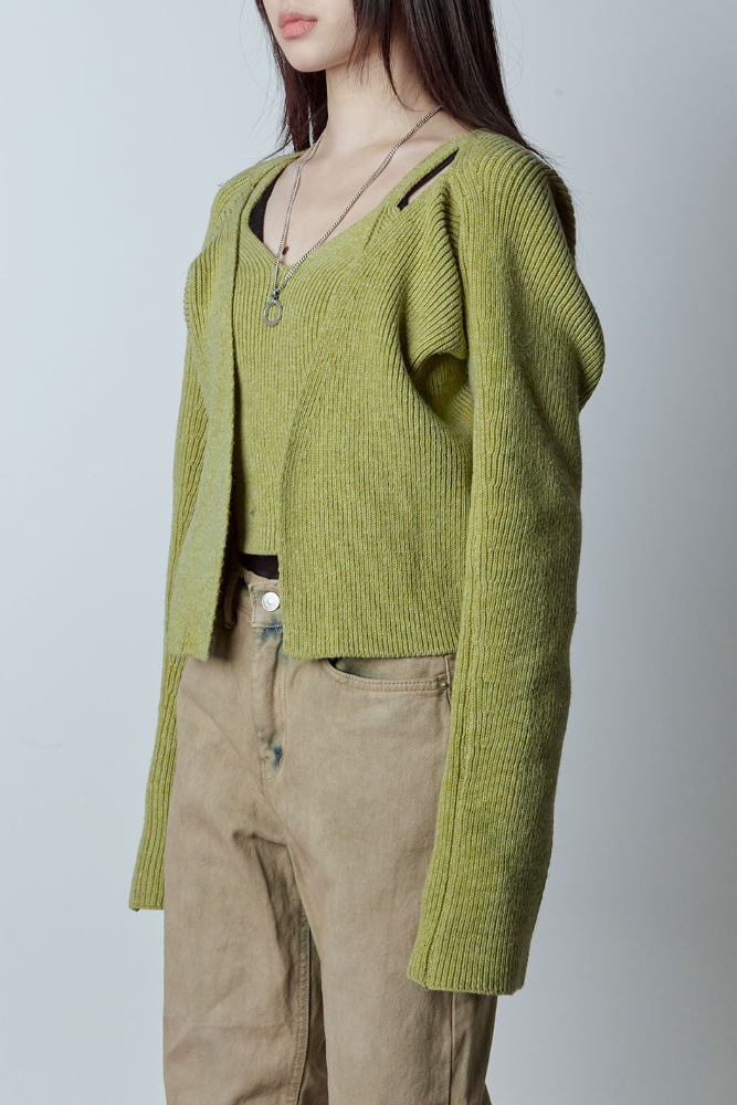 sleeveless knit bolero set (2color)