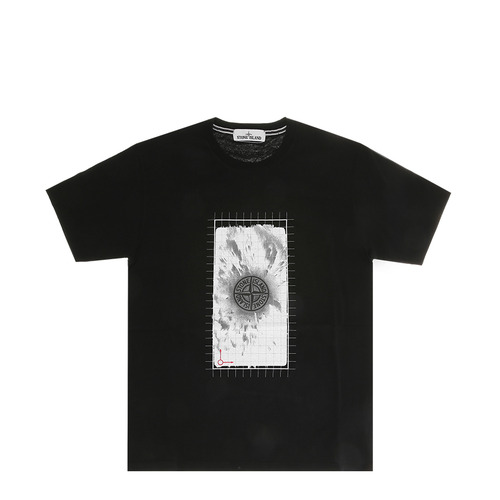 [스톤아일랜드]19SS 70152NS87 V0029 블랙 그래픽 파이브 로고 남성 반팔 티셔츠