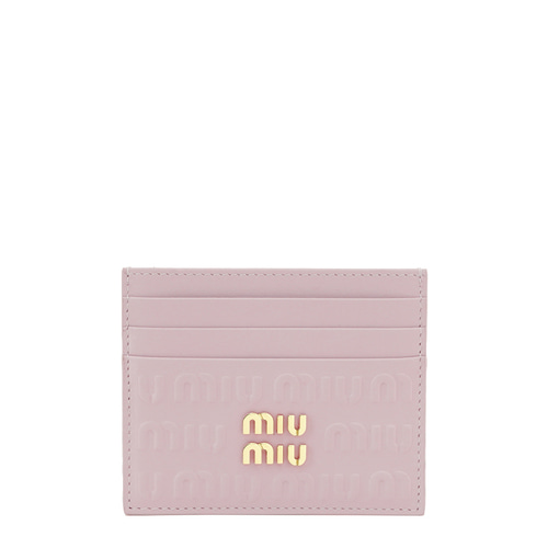 [미우미우]22FW 5MC002 2F5X F0E18 핑크 레더 엠보로고 카드지갑