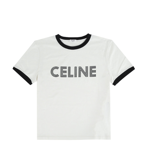 [셀린느]23FW 2X49I671Q 01QF 화이트 로고 프린팅 여성 반팔 티셔츠