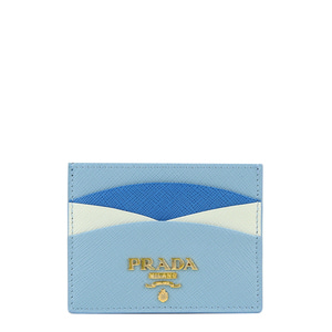 [프라다]23SS 1MC025 ZLP F02T0 블루 사피아노 금장 로고 카드지갑